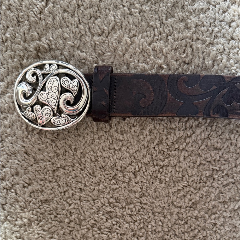 Brighton Dark Brown Leather Belt with Silver Filigree Buckle